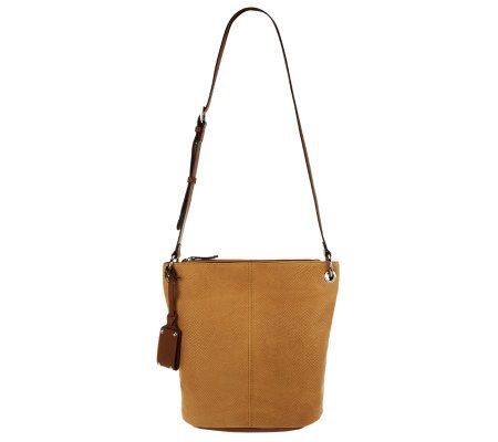 Tignanello Embossed Leather Adjustable Bucket Bag