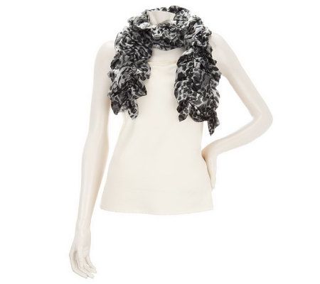 Susan Graver Animal Print Charmeuse Ruched Scarf - A229889