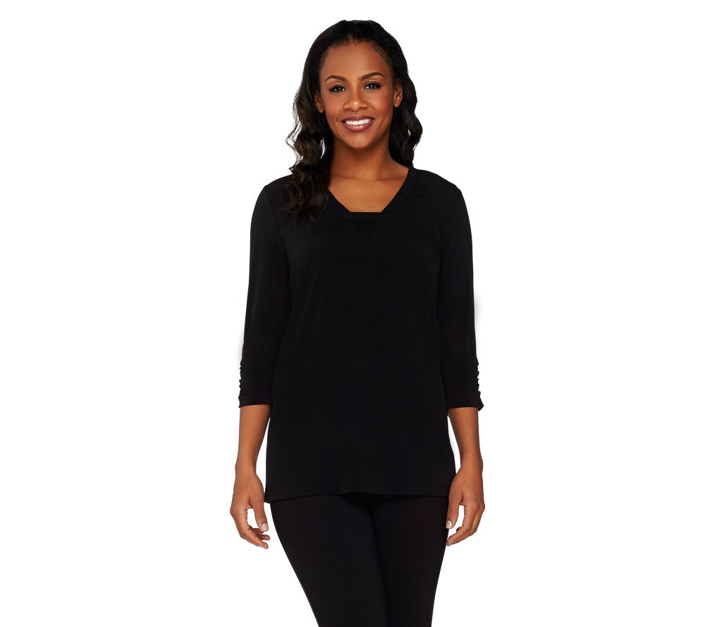 Susan Graver Essentials Liquid Knit Top with Square Neckline - A233089