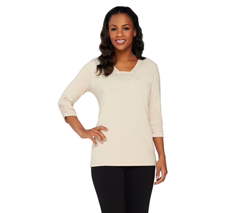 Susan Graver Essentials Liquid Knit Top with Square Neckline - A233089