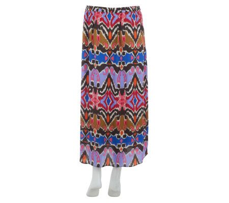 Linea by Louis DellOlio Ikat Print Fully Lined Pull-On Skirt