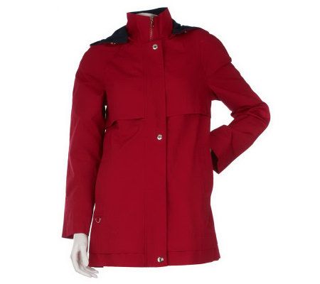 TowerCollection by London Fog Water Resistant Zip Front Coat with Hood - A87289