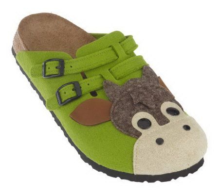 Birkis Wool Animals Print Double Adj. Strap Clogs - A204090