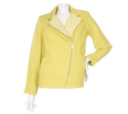 Bob Mackies Notch Collar Asymmetrical Uptown Biker Jacket - A213090
