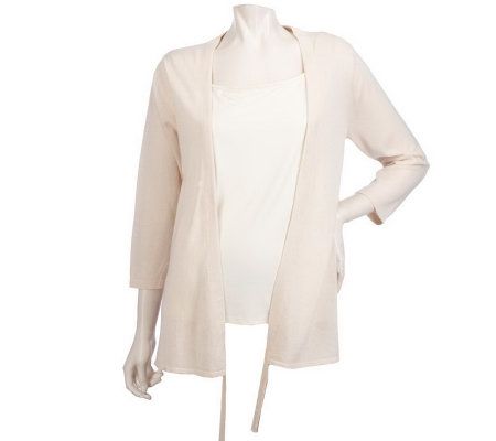 LOGO by Lori Goldstein Cardigan with Adjustable Pull Detail - A213890