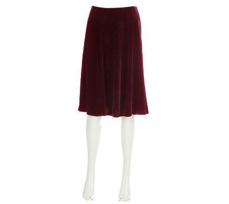 Susan Graver Velvet Knee Length Skirt - A228290