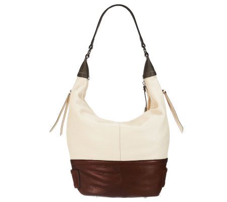 B. Makowsky Glove Leather Zip-Top Hobo w/ Side Pockets