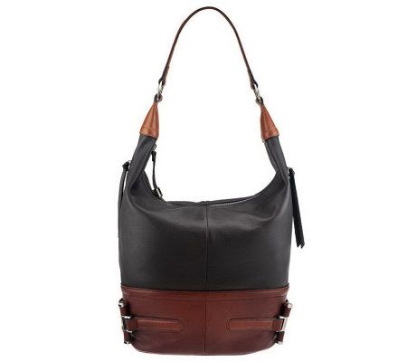 B. Makowsky Glove Leather Zip-Top Hobo w/ Side Pockets - A229190