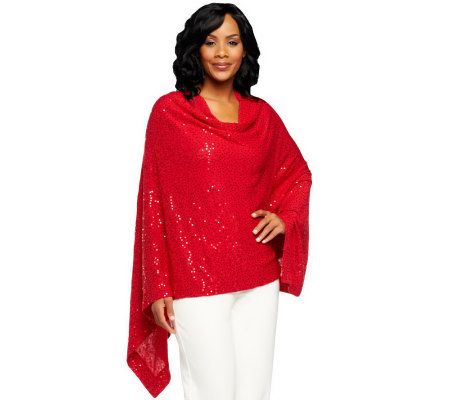 Joan Rivers Cape Style Sequined Pullover Top - A231990