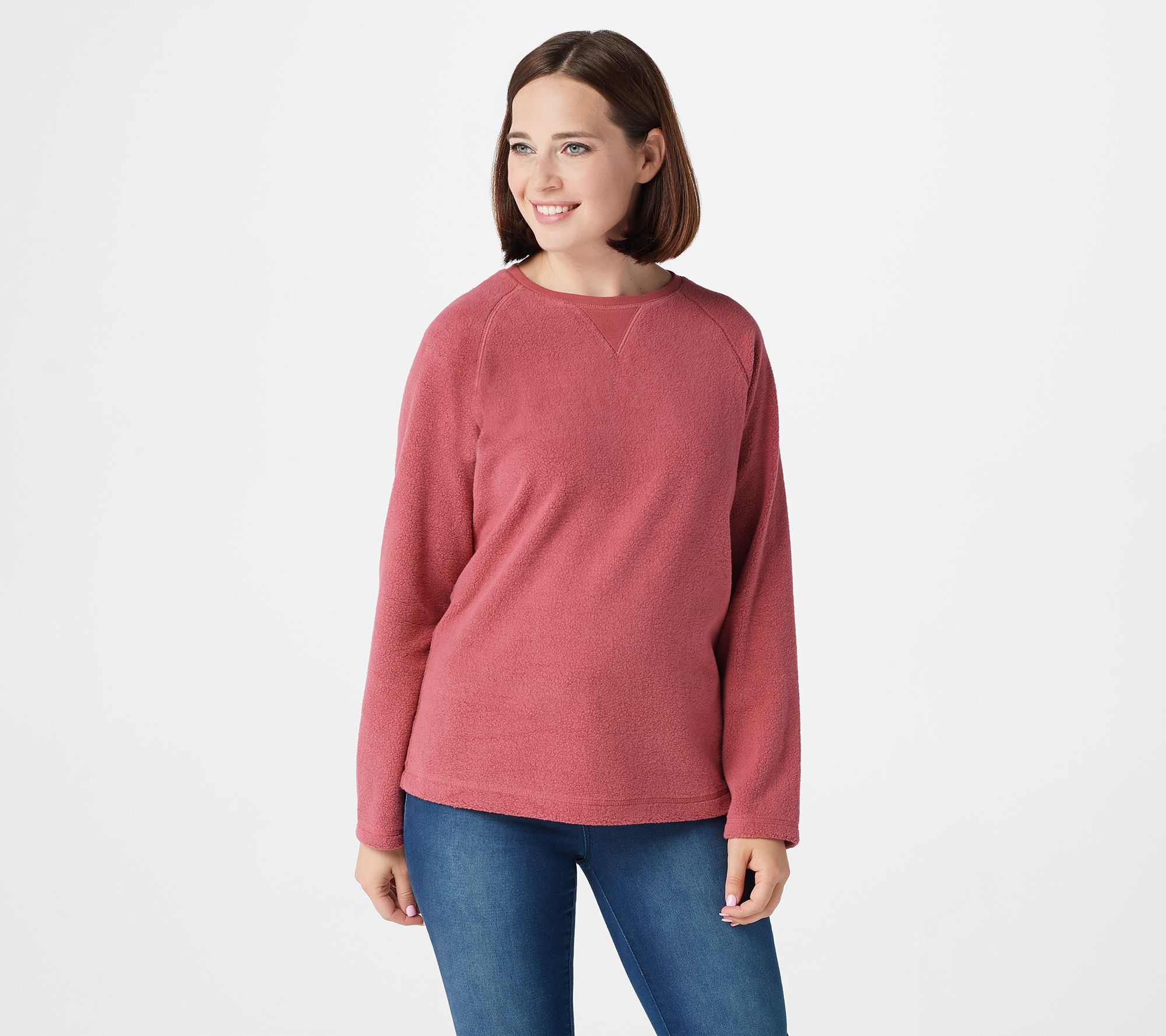 As Is Denim & Co. Baby Sherpa Crew Neck Sweatshirt - A236390