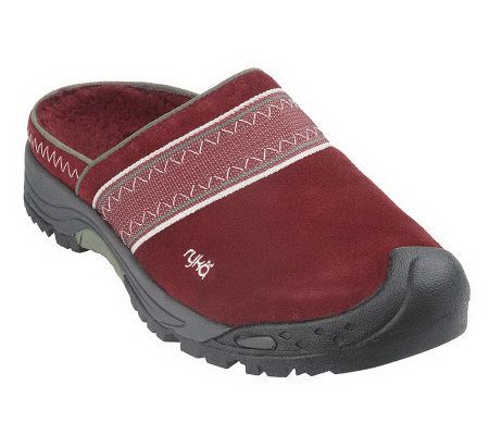 Ryka WaterResistant Suede Clogs with Faux Shearling Liner - A91890