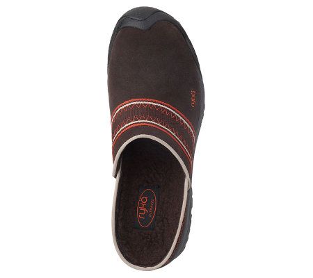 Ryka WaterResistant Suede Clogs with Faux Shearling Liner