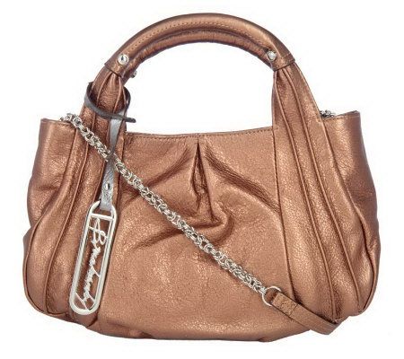 B.Makowsky Glove Leather Convertible Satchel with Chain Accent - A210591