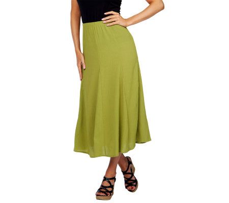 Susan Graver Crinkled Gauze Pull-on Skirt - A215691