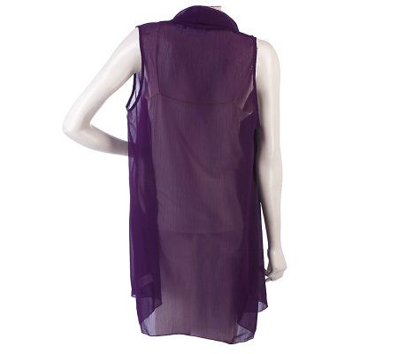 Susan Graver Solid Yoryu Chiffon Open Front Vest