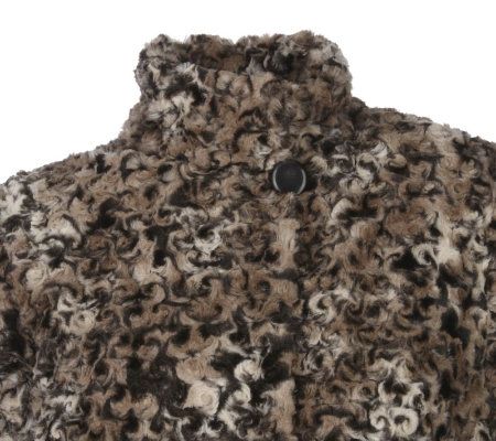 Dennis Basso Stand Collar Textured Faux Fur Coat