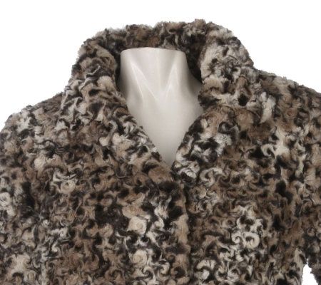 Dennis Basso Stand Collar Textured Faux Fur Coat