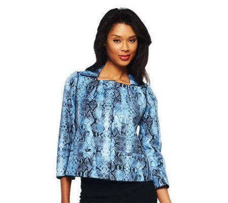 Linea by Louis DellOlio Python Print Jacket with Piping Detail - A221791