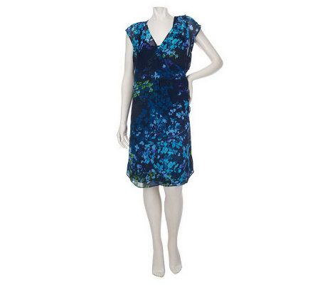 Kelly by Clinton Kelly Floral Print Wrap Dress w/Slip - A223891