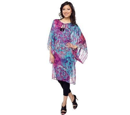 K-DASH by Kardashian Printed Tie Neck Caftan - A224091