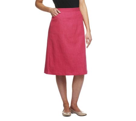 Denim & Co. Classic Waist Colored Denim Skirt - A224391
