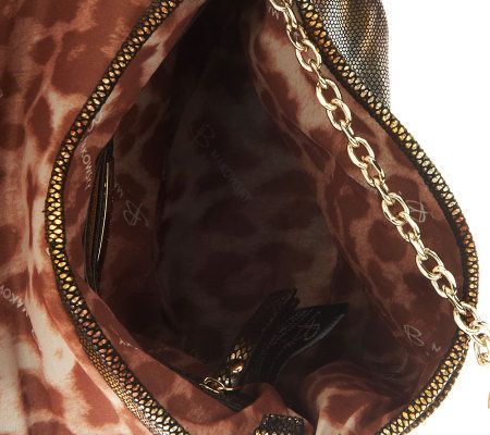 B. Makowsky Leather Flap Mini Bag with Chain Accent