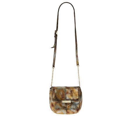 B. Makowsky Leather Flap Mini Bag with Chain Accent