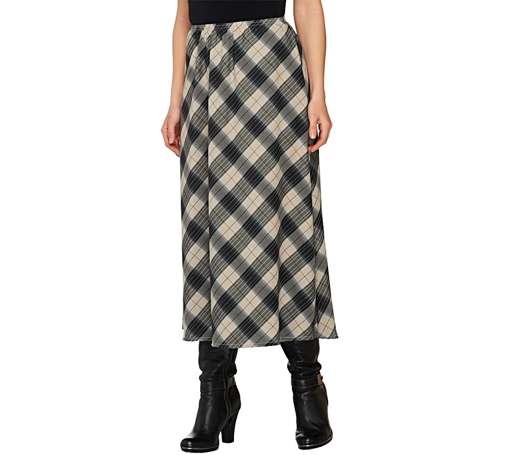 Denim & Co. Pull-On Long Plaid Skirt - A226891
