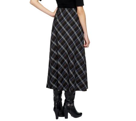 Denim & Co. Pull-On Long Plaid Skirt