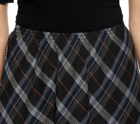 Denim & Co. Pull-On Long Plaid Skirt