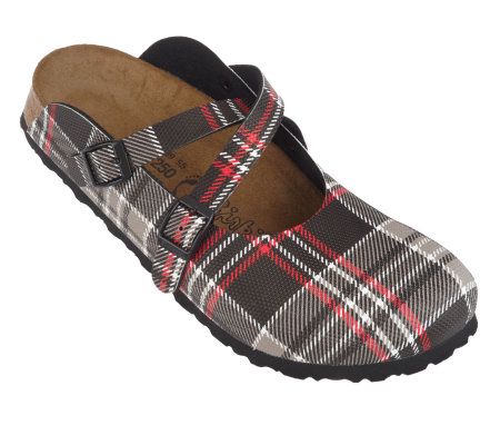Birkis Plaid Print Cross Strap Mary Janes - A204092