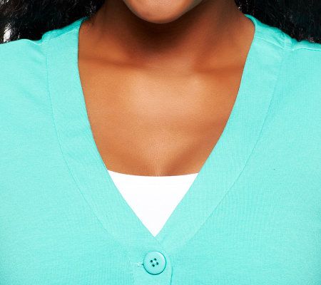 Denim & Co. Essentials Short Sleeve One Button Knit Shrug