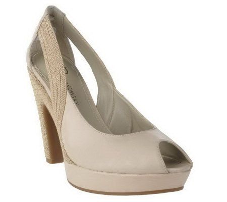 B. Makowsky Leather & Fabric Peep Toe Platform Pumps - A214292