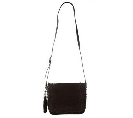 Tignanello Suede and Faux Fur Large Flap Crossbody Bag - A216792