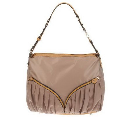 Sondra Roberts Nylon Hobo with Zipper & Pleat Details - A222792