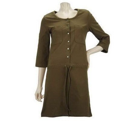 Women with Control Roll Tab Tunic w/Drawstring & Snap Detail - A222992