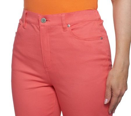 Denim & Co. Classic Waist 5-Pocket Roll Cuff Capri Pants