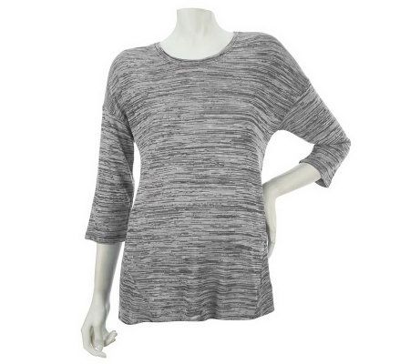 LOGO by Lori Goldstein 3/4 Sleeve Space Dyed Knit Top - A225492