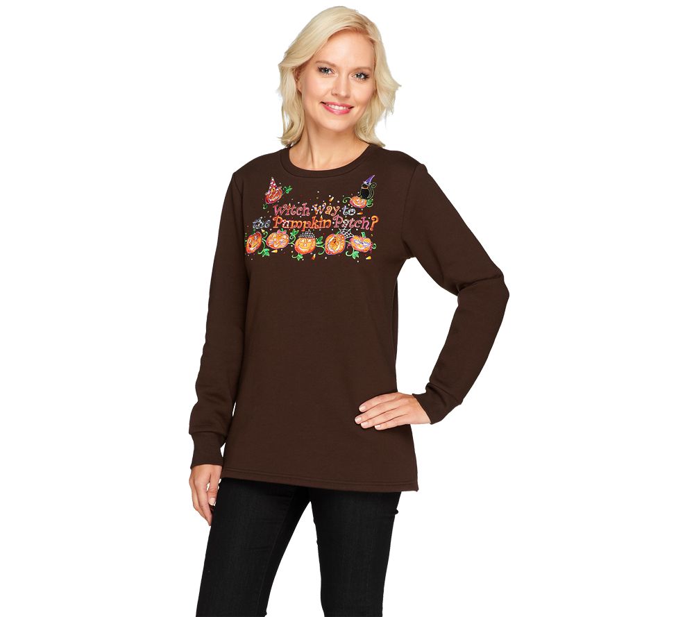 Quacker Factory You Go Ghoul Long Sleeve Sweatshirt - A226892