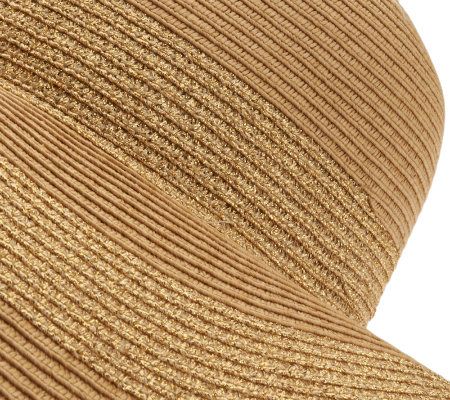 Metallic Striped Floppy Hat by VT Luxe