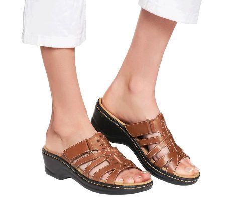 As Is Clarks Bendables Lexi Holly Leather Lightweight Slides