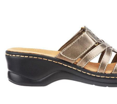 As Is Clarks Bendables Lexi Holly Leather Lightweight Slides