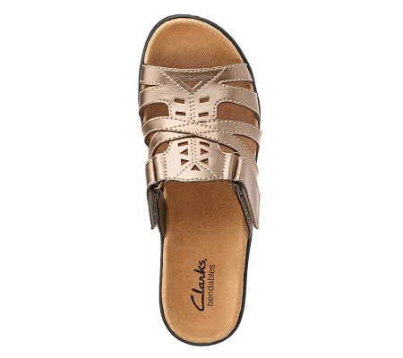 As Is Clarks Bendables Lexi Holly Leather Lightweight Slides