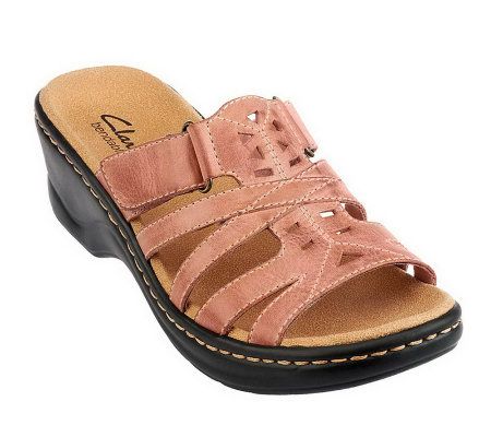 As Is Clarks Bendables Lexi Holly Leather Lightweight Slides - A236992