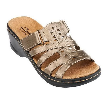 As Is Clarks Bendables Lexi Holly Leather Lightweight Slides - A236992
