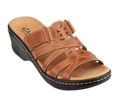 As Is Clarks Bendables Lexi Holly Leather Lightweight Slides - A236992