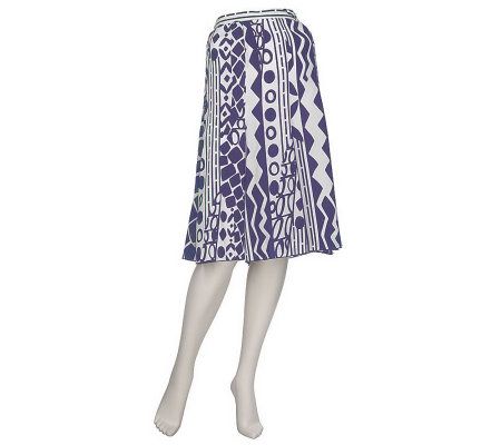 Susan Graver Cool Peachskin Fully Lined Printed Skirt - A80592