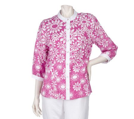 Bob Mackies Daisy Print Blouse & Crop Pants Set