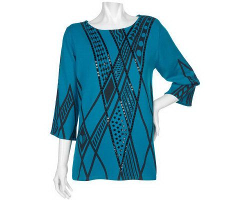 Bob Mackies Manhattan Printed Sweater - A93592