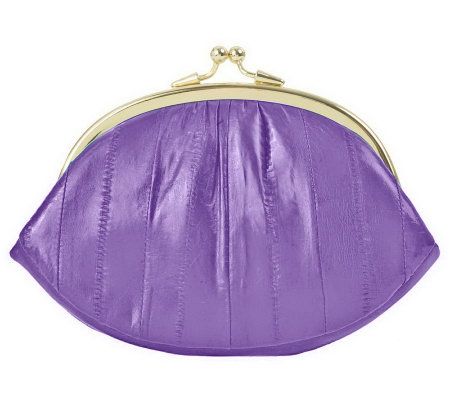 Lee Sands Eelskin Leather Double Coin Mini Clutch - A94492
